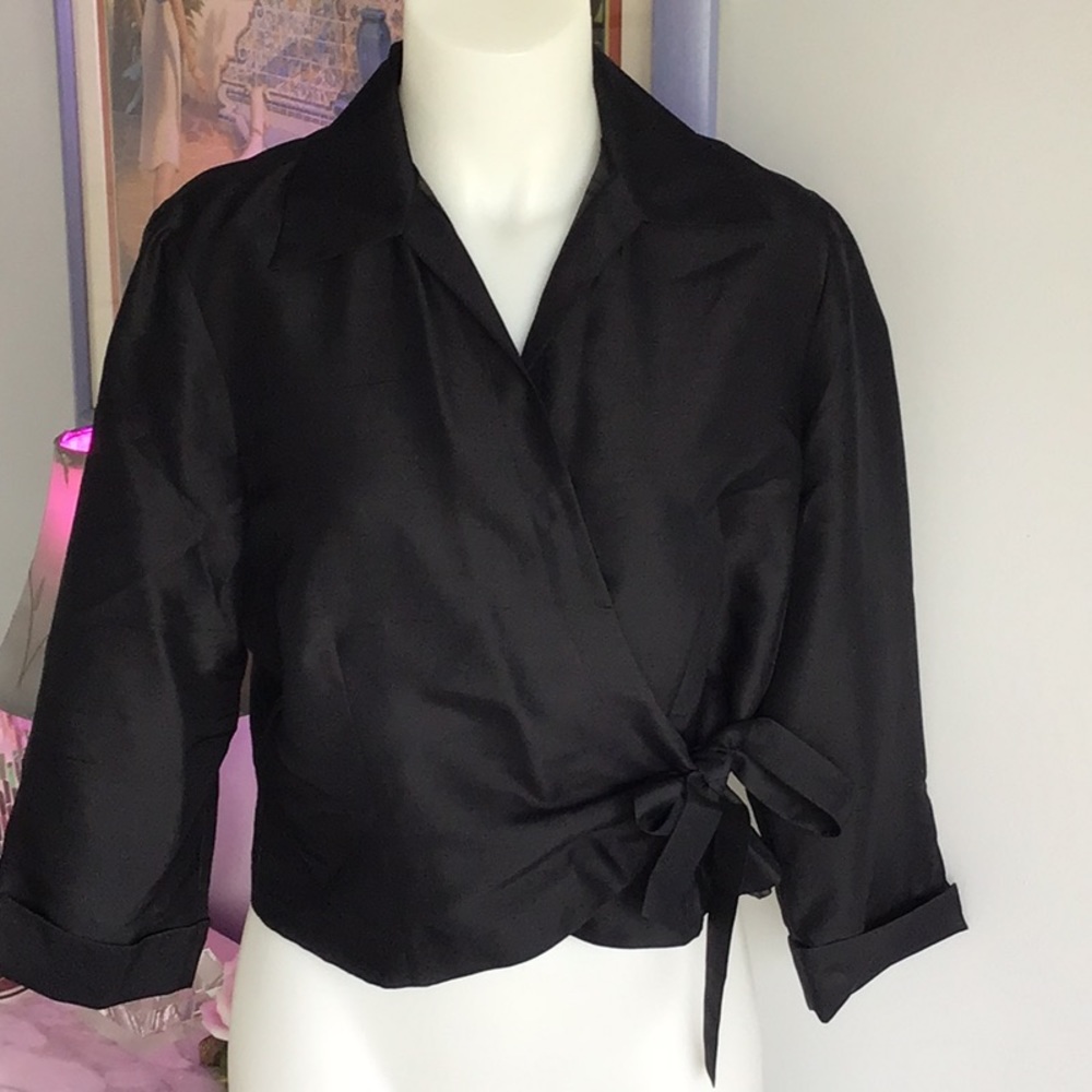 TESS 💯% SILK wrap dress shirt, NwoT.